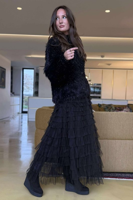 Claudia Shaggy Knit Black